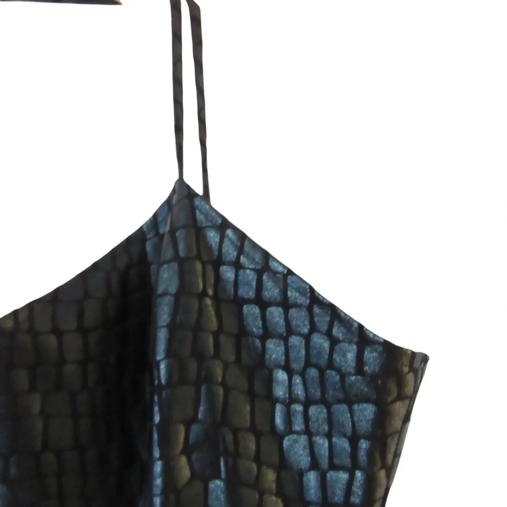 Vivienne Hu New York Black Snakeskin Python Dress 10 Sleeveless Cocktail Witchy